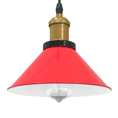 VidaXL Závesná lampa výškovo nastaviteľná E27 lesk červená Ø 22 cm kov