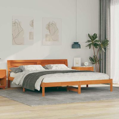 vidaXL Rám postele Hnedá 200 x 200 cm Masívne borovicové drevo