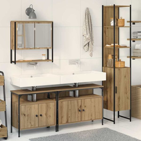 vidaXL Sada kúpeľňového nábytku 4 pcs dub artisan Kompozitné drevo