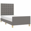 vidaXL Posteľný rám s čelom tmavosivý 90x200 cm látka