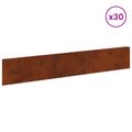 vidaXL Obrubník trávnika 30 ks 100 x 18 cm Oceľ Hrdzavý