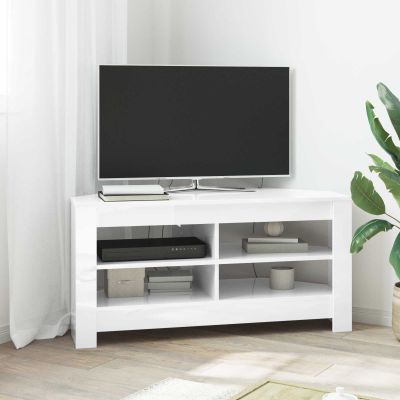 vidaXL RohováTVskriňa Vysoko lesklá biela 102 x 40,5 x 45 cm