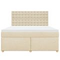 vidaXL Posteľný rám boxspring s matracom krémový 180x200 cm látka