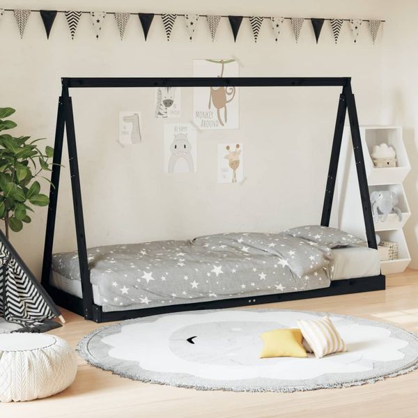 vidaXL Rám detskej postele čierny 80x200 cm masívna borovica