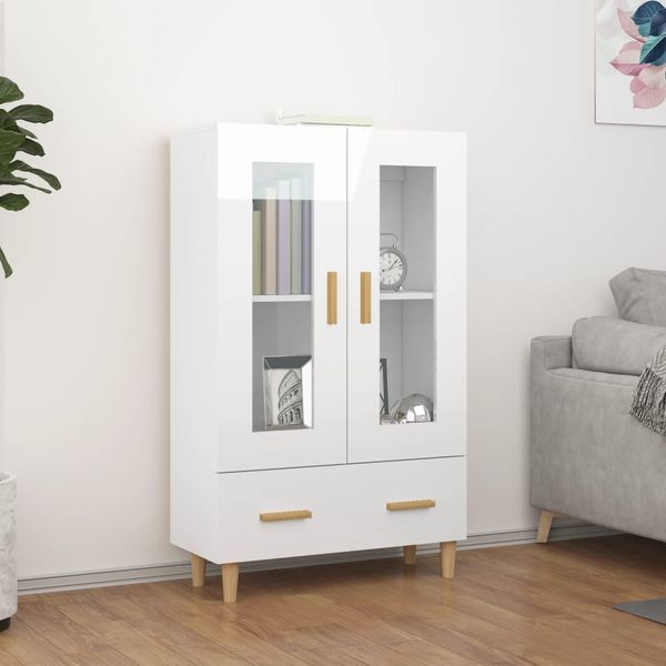 vidaXL Vysoká skrinka lesklá biela 70x31x115 cm spracované drevo