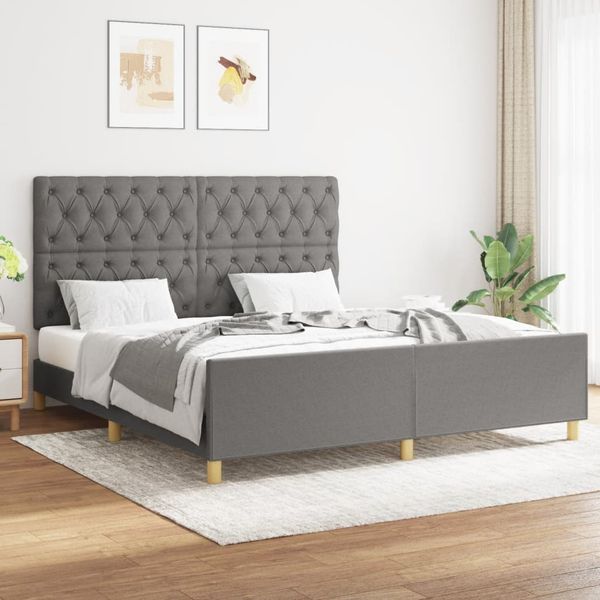 vidaXL Posteľ bez matraca tmavosivá 160x200 cm látka