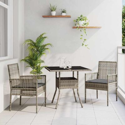vidaXL Záhradný jedálenský set 3 pcs Sivá polyratan