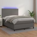 vidaXL Boxspring posteľ s matracom a LED sivá 140x200 cm umelá koža