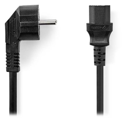 NEDIS napájací kábel 230V/ pripojný 10A/ konektor IEC-320-C13/ uhlová zástrčka Schuko/ čierny/ bulk/ 3m Kabel, napájací, 230V, pripojný 10A, konektor IEC-320-C13, uhlová zástrčka Schuko, 3m, čierny