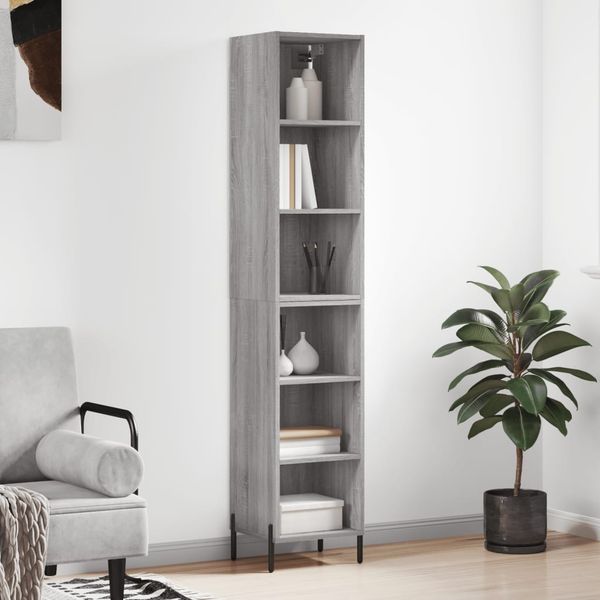 vidaXL Vysoká skrinka sivá sonoma 69,5x32,5x180 cm spracované drevo