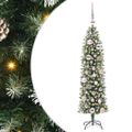 vidaXL Umelý chudý vianočný strom Zelená a biela 120 cm