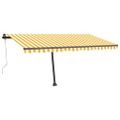 vidaXL Automatická markíza s LED a senzorom vetra 450x350cm žlto-biela