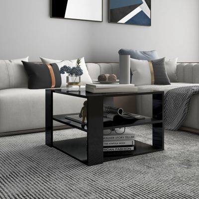 vidaXL Konferenčný stolík lesklý čierny 60x60x40 cm drevotrieska