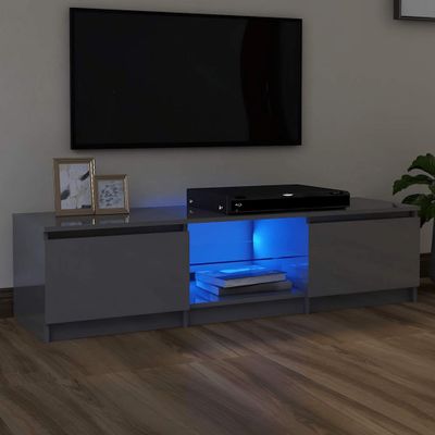 vidaXL TV skrinka s LED svetlami lesklá sivá 140x40x36 cm