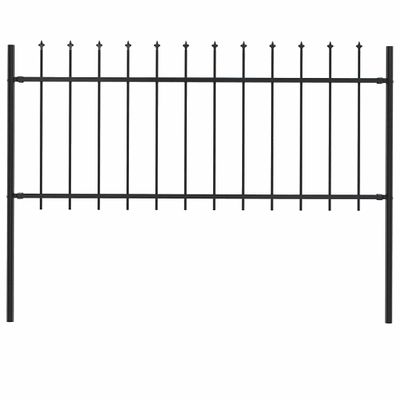 vidaXL Záhradný plot Woerden s vrchnou časťou v tvare oštepu, oceľový 170x80 cm, čierny