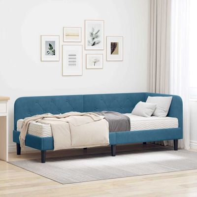 vidaXL Rohový rám postele Modrá 80 x 200 cm Zamat