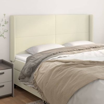 vidaXL Čelo postele so záhybmi krémové 183x16x118/128 cm umelá koža