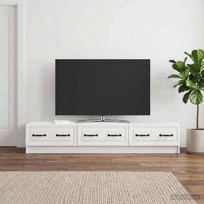 vidaXL TV skrinka 147 x 34,5 x 27 cm Biela s vysokým leskom