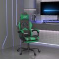 vidaXL Otočná herná stolička s podnožkou čierna a zelená umelá koža