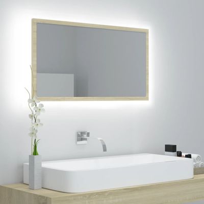 vidaXL LED kúpeľňové zrkadlo dubu sonoma 80x8,5x37 cm, akryl