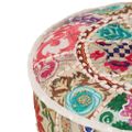 vidaXL Patchwork taburetka z bavlny okrúhla 40x20 cm béžová