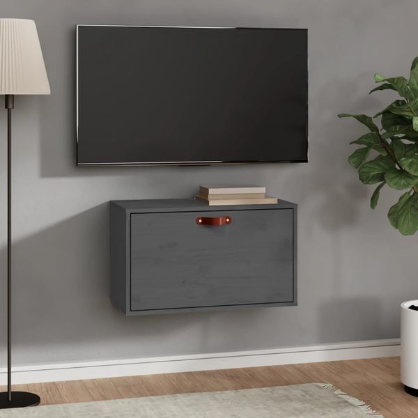 vidaXL Nástenná skrinka sivá 60x30x35 cm masívna borovica