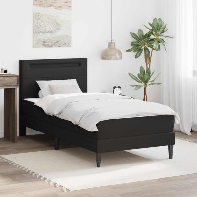 vidaXL Rám postele s LED pásikmi Čierna 90 x 190 cm Umelá koža