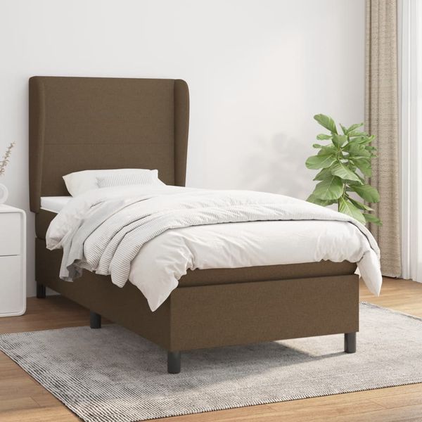 vidaXL Posteľný rám boxsping s matracom hnedý 80x200 cm látka