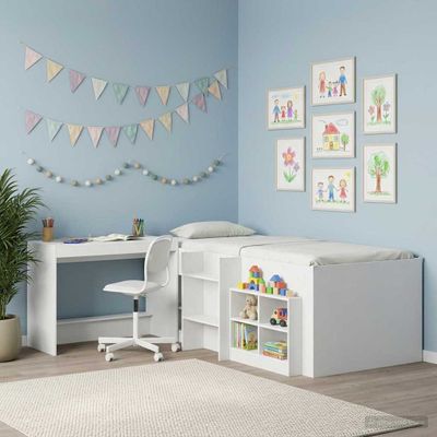 vidaXL Postelový stôl Biela Kompozitné drevo 100 x 45 x 75 cm