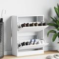 vidaXL Botník lesklý biely 63x24x81 cm spracované drevo