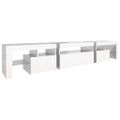 vidaXL TV skrinka s LED svetlami lesklá biela 215x36,5x40 cm