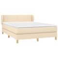 vidaXL Posteľný rám boxspring s matracom krémový 140x200 cm látka