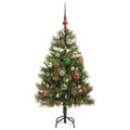 vidaXL Umelý vianočný stromček s pniškami Zelená 120 cm PVC a PE a kov