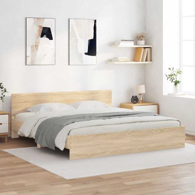 vidaXL Rám postele s čelom Sonoma 193 x 203 cm Kompozitné drevo