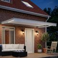 vidaXL Ručný rám markízy s LED Biely 4,5 × 3,5 m