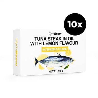 Steak z tuniaka v oleji s citrónovou príchuťou - GymBeam, 10 x 110 g