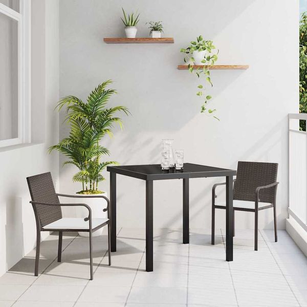 vidaXL Záhradný jedálenský set 3 pcs Hnedá a čierna PE ratan