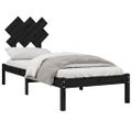 vidaXL Posteľný rám čierny 75x190 cm malé jednolôžko masívne drevo
