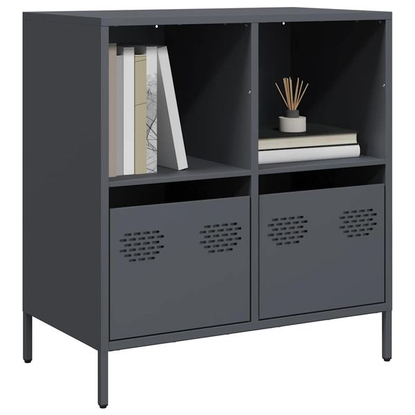 vidaXL Komoda antracitová 68x39x73,5 cm oceľ valcovaná za studena