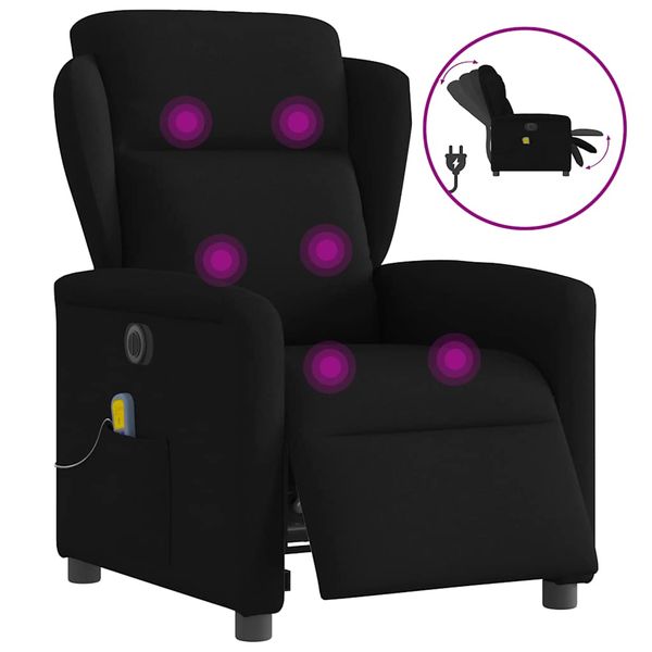 vidaXL Elektrické masážne kreslo čierne látka