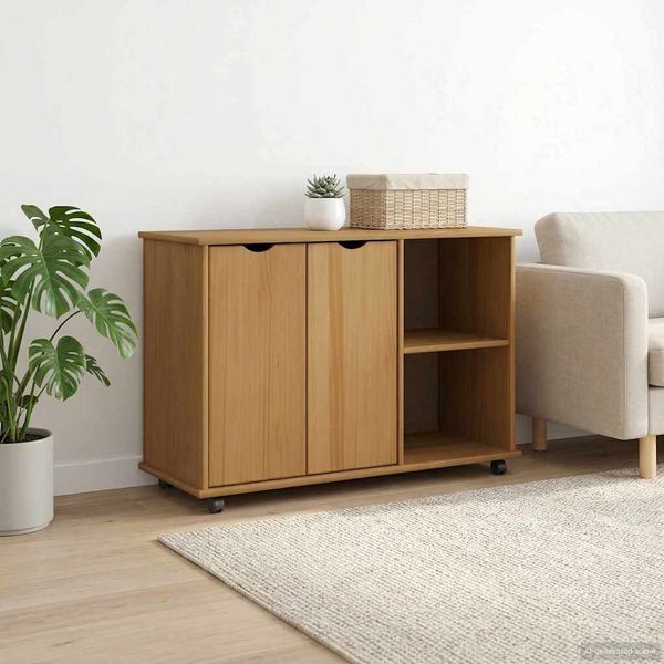 vidaXL Koliesková skriňa s kolesom Medová hnedá 100 x 39 x 65,5 cm