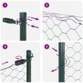 vidaXL Hexagonálny plotový základ 10 x 1 m PVC potiahnutá oceľ Zelená