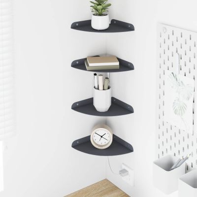 vidaXL Závesná polica s poličkou 4 pcs Antracit 18 x 18 x 2 cm