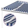 vidaXL Automatická markíza, LED a senzor vetra 5x3 m, modrá/biela