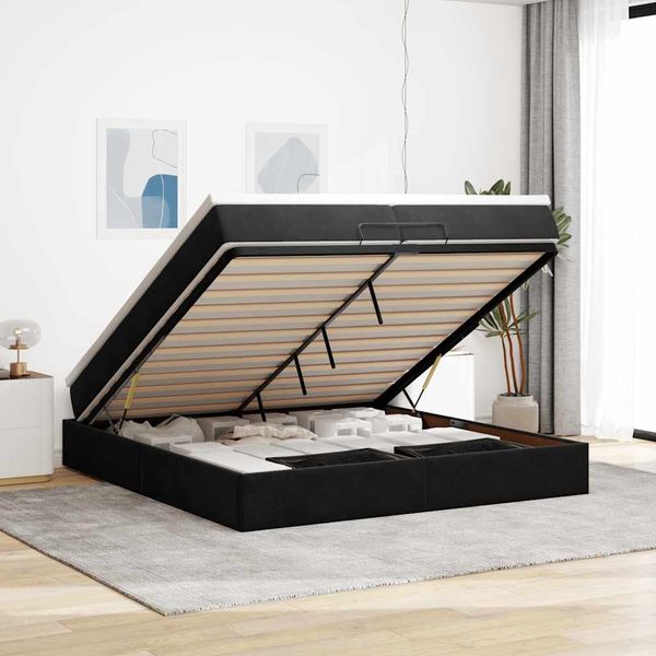vidaXL Osmanský rám postele s matracmi čierna 200x200 cm zamat
