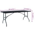 vidaXL Skladací záhradný stôl, čierny 180x75x72cm,HDPE imitácia ratanu