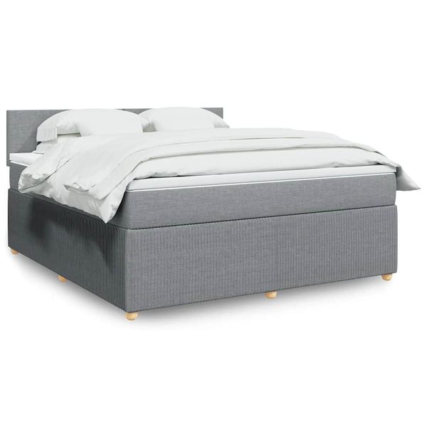 vidaXL Boxspring posteľ s matracom bledosivá 180x200 cm látka