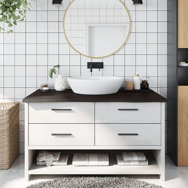 vidaXL Kúpeľňová doska tmavohnedá 100x60x(2-4) cm ošetrený masív