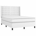 vidaXL Boxspring posteľ s matracom a LED biela 140x200 cm umelá koža