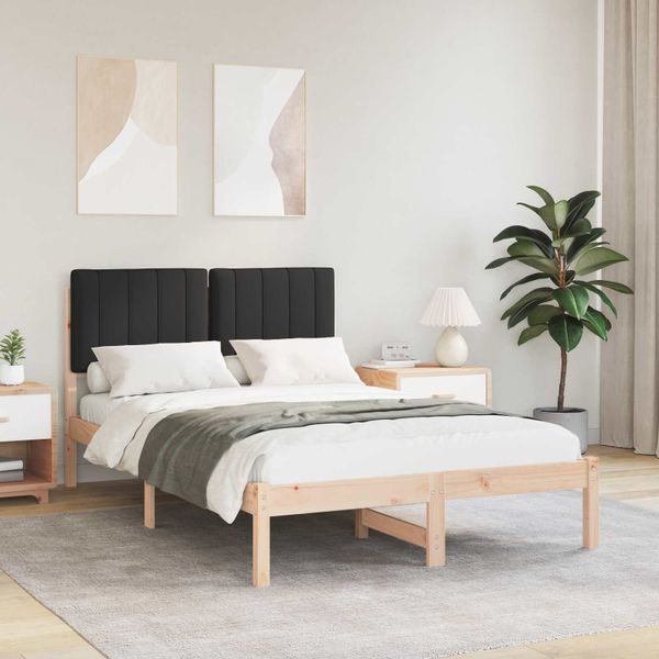 vidaXL Rám postele s čalúneným čelom Prírodná a čierna 120 x 200 cm